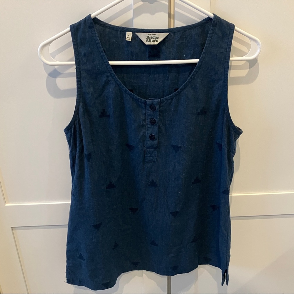 Bridge & burn women’s organic cotton button tank top small